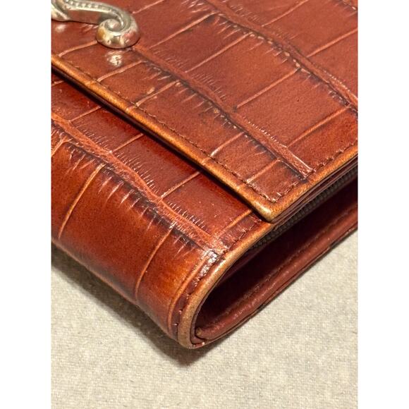 Brighton Vintage Wallet Crossbody Brown Leather Expandable Lots of Pockets - Picture 7 of 10